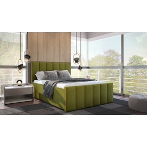 SFAB Kontinentální čalouněná postel PESCARA (180x200 cm) Látka Velutto: Velutto 09 - Olivová