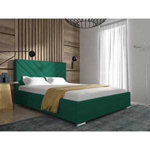 Eka Čalouněná postel MERKURY - Kronos 180x200 cm Barva látky: Smaragdová (19), Úložný prostor: S kovovým rámem úložného prostoru