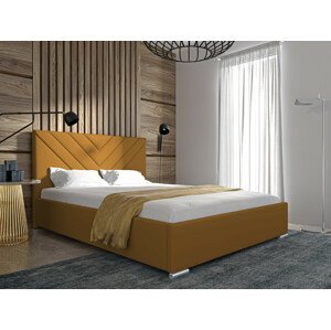 Eka Čalouněná postel MERKURY - Kronos 160x200 cm Barva látky: Hořčicová (01), Úložný prostor: S kovovým rámem úložného prostoru