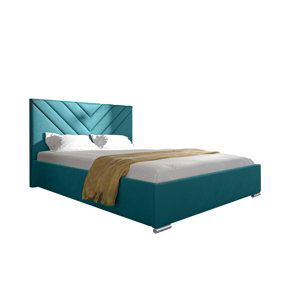 Eka Čalouněná postel MERKURY - Kronos 160x200 cm Barva látky: Azurová (13), Úložný prostor: S dřevěným rámem úložného prostoru