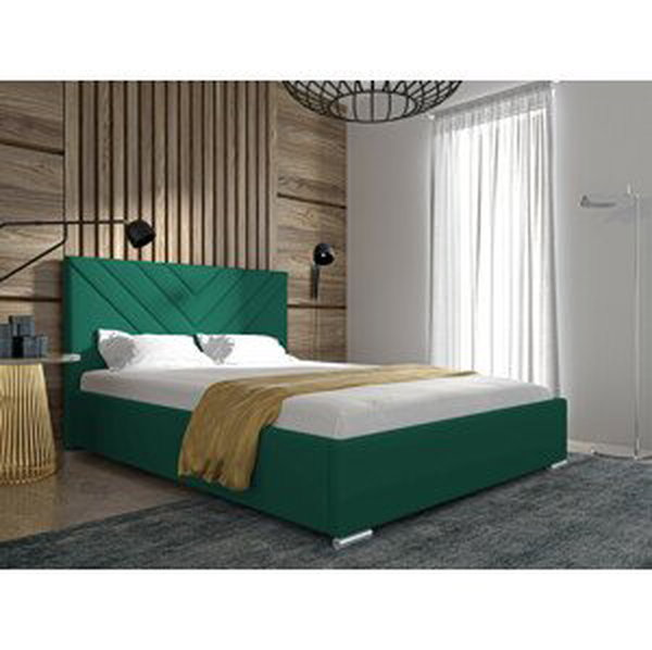 Eka Čalouněná postel MERKURY - Kronos 160x200 cm Barva látky: Smaragdová (19), Úložný prostor: S kovovým rámem úložného prostoru