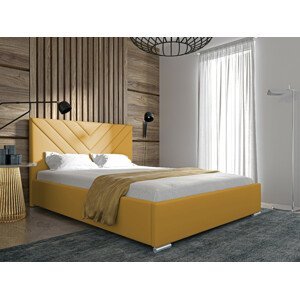 Eka Čalouněná postel MERKURY 160x200 cm Barva látky Trinity: (2318) Žlutá, Úložný prostor: S dřevěným rámem úložného prostoru