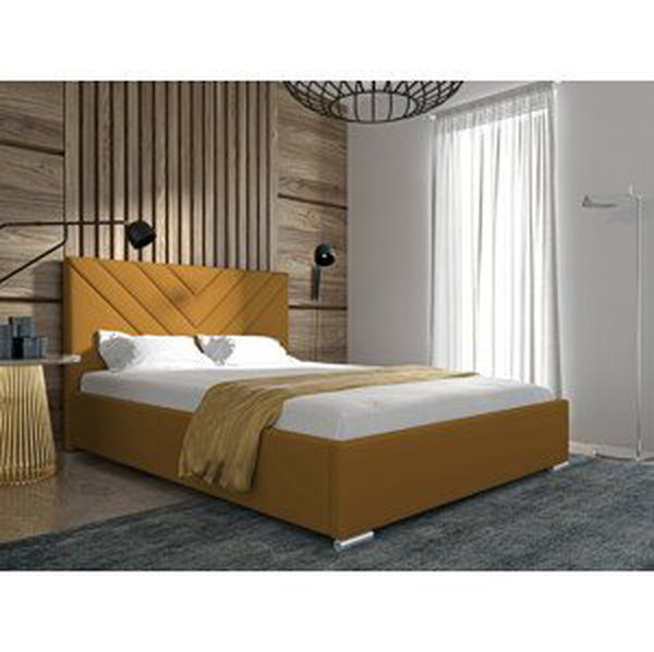 Eka Čalouněná postel MERKURY - Kronos 120x200 cm Barva látky: Hořčicová (01), Úložný prostor: S kovovým rámem úložného prostoru