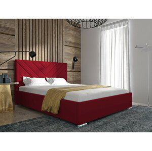 Eka Čalouněná postel MERKURY - Kronos 120x200 cm Barva látky: Červená (02), Úložný prostor: S kovovým rámem úložného prostoru