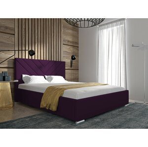 Eka Čalouněná postel MERKURY - Kronos 120x200 cm Barva látky: Fialová (03), Úložný prostor: S dřevěným rámem úložného prostoru