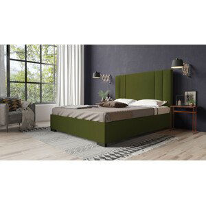 Eka Čalouněná postel Berry 180x200 cm Barva látky Riviera: Olivová (36), Úložný prostor: S kovovým rámem úložného prostoru