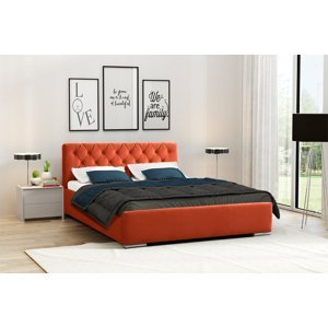 Eka Čalouněná postel Elegant 160x200 cm Barva látky Trinity: (2317) Oranžová, Úložný prostor: S dřevěným rámem úložného prostoru