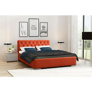 Eka Čalouněná postel Elegant 140x200 cm Barva látky Trinity: (2317) Oranžová, Úložný prostor: S dřevěným rámem úložného prostoru