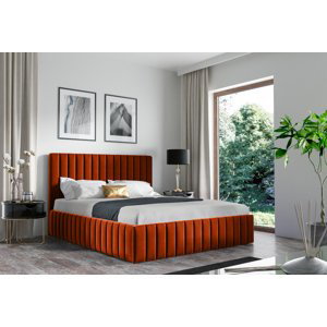 Eka Čalouněná postel INTIMA 180x200 cm Barva látky Trinity: (2317) Oranžová, Úložný prostor: Bez úložného prostoru