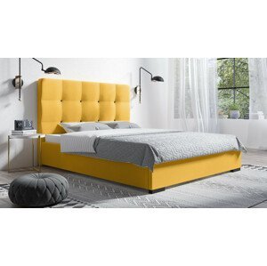 Eka Čalouněná postel Kanary 90x200 cm Barva látky Trinity: (2317) Oranžová, Úložný prostor: S dřevěným rámem úložného prostoru