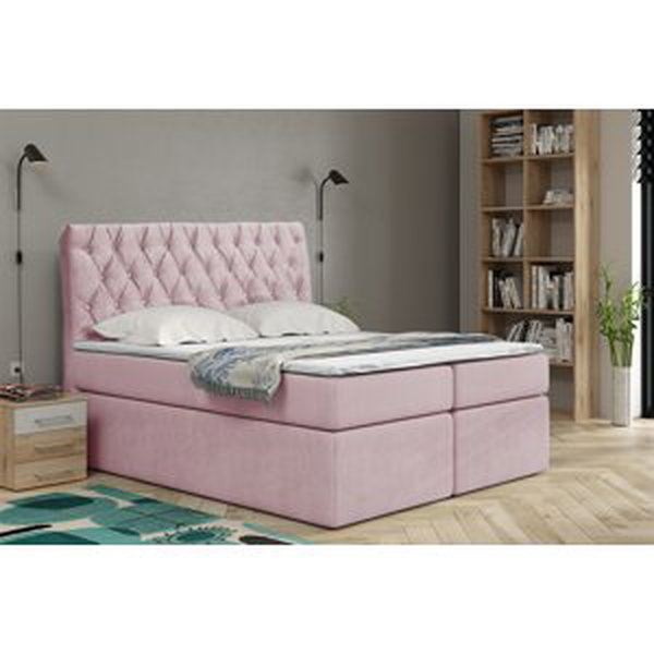 Eka Kontinentální čalouněná postel Luxurious - Cassablanca (160x200 cm) Barva látky Trinity: (2319) Světlá růžová