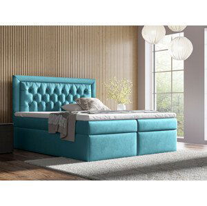 Eka Kontinentální čalouněná postel Mona - Kronos (140x200 cm) Barva látky: Azurová (13)