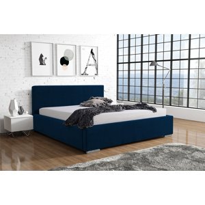 Eka Čalouněná postel Shadow - Kronos 140x200 cm Barva látky: Modrá (09), Úložný prostor: S dřevěným rámem úložného prostoru