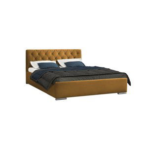 Eka Čalouněná postel Elegant - Fresh 160x200 cm Barva látky - Fresh: Hořčicová (37), Úložný prostor: S kovovým rámem úložného prostoru