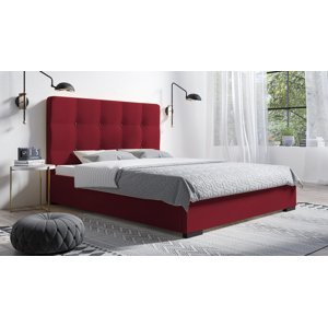 Eka Čalouněná postel Kanary - Kronos 90x200 cm Barva látky: Červená (02), Úložný prostor: S dřevěným rámem úložného prostoru