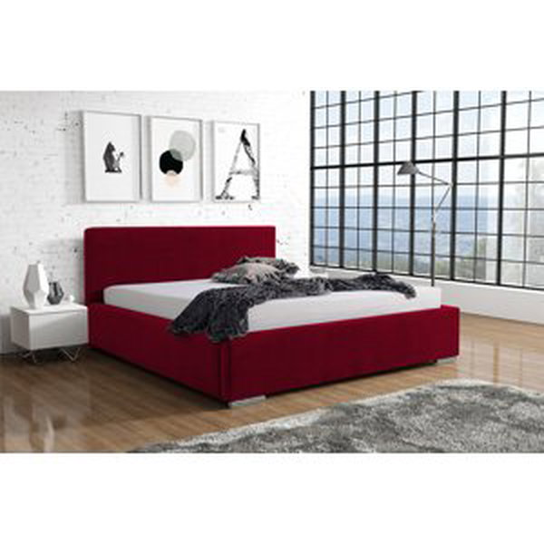 Eka Čalouněná postel Shadow - Kronos 90x200 cm Barva látky: Červená (02), Úložný prostor: Bez úložného prostoru