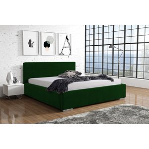 Eka Čalouněná postel Shadow - Kronos 90x200 cm Barva látky: Tmavě zelená (14), Úložný prostor: S kovovým rámem úložného prostoru
