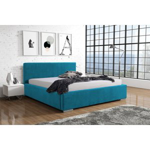 Eka Čalouněná postel Shadow - Kronos 160x200 cm Barva látky: Azurová (13), Úložný prostor: S dřevěným rámem úložného prostoru