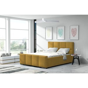 Eka Čalouněná postel Passion - Kronos 90x200 cm Barva látky: Žlutá (11), Úložný prostor: S dřevěným rámem úložného prostoru
