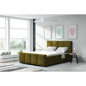 Eka Čalouněná postel Passion - Kronos 140x200 cm Barva látky: Olivová (17), Úložný prostor: S dřevěným rámem úložného prostoru