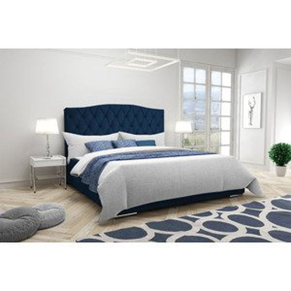 Eka Čalouněná postel Valentyn - Kronos 90x200 cm Barva látky: Modrá (09), Úložný prostor: S dřevěným rámem úložného prostoru