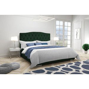 Eka Čalouněná postel Valentyn - Kronos 90x200 cm Barva látky: Tmavě zelená (14), Úložný prostor: S dřevěným rámem úložného prostoru