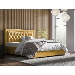 Eka Čalouněná postel Mona 120x200 cm Barva látky Trinity: (2318) Žlutá, Úložný prostor: S kovovým rámem úložného prostoru
