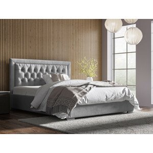 Eka Čalouněná postel Mona 160x200 cm Barva látky Trinity: (2315) Tmavá šedá, Úložný prostor: S dřevěným rámem úložného prostoru