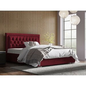 Eka Čalouněná postel Mona - Kronos 90x200 cm Barva látky: Červená (02), Úložný prostor: S dřevěným rámem úložného prostoru