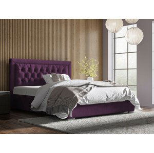 Eka Čalouněná postel Mona - Kronos 90x200 cm Barva látky: Fialová (03), Úložný prostor: S dřevěným rámem úložného prostoru