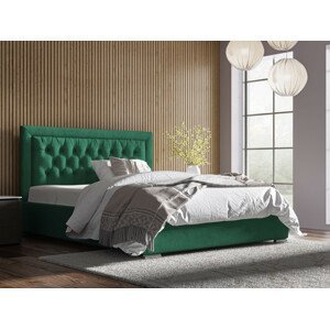 Eka Čalouněná postel Mona - Kronos 90x200 cm Barva látky: Smaragdová (19), Úložný prostor: S kovovým rámem úložného prostoru