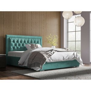 Eka Čalouněná postel Mona - Kronos 90x200 cm Barva látky: Mintová (26), Úložný prostor: S kovovým rámem úložného prostoru