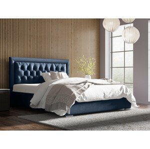 Eka Čalouněná postel Mona - Kronos 120x200 cm Barva látky: Modrá (08), Úložný prostor: S dřevěným rámem úložného prostoru
