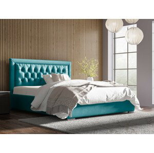 Eka Čalouněná postel Mona - Kronos 160x200 cm Barva látky: Azurová (13), Úložný prostor: S kovovým rámem úložného prostoru