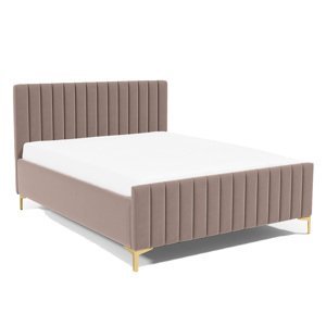 Eka Čalouněná postel SUTRA zvýšená 120x200 cm Barva látky Trinity: (2305) Tmavá béžová, Úložný prostor: S dřevěným rámem úložného prostoru