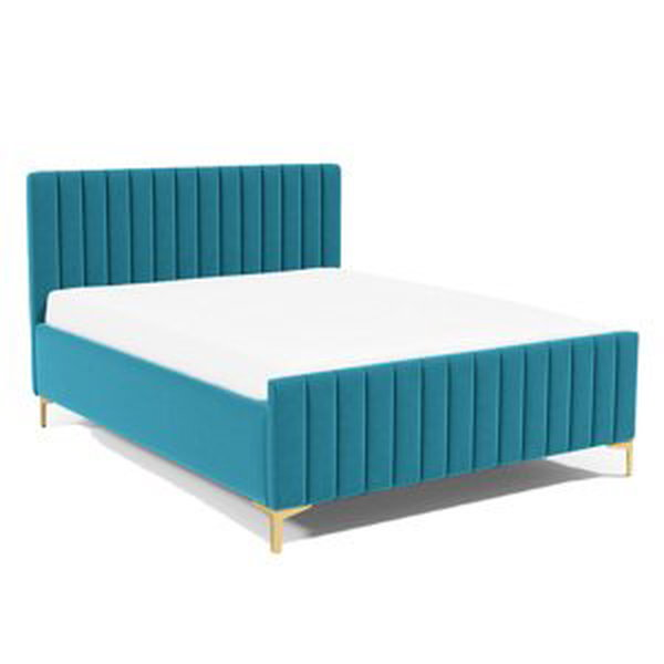 Eka Čalouněná postel SUTRA zvýšená 120x200 cm Barva látky Trinity: (2313) Modrá, Úložný prostor: S dřevěným rámem úložného prostoru