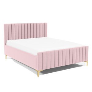 Eka Čalouněná postel SUTRA zvýšená 120x200 cm Barva látky Trinity: (2319) Světlá růžová, Úložný prostor: S dřevěným rámem úložného prostoru