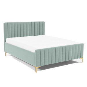 Eka Čalouněná postel SUTRA zvýšená 120x200 cm Barva látky Trinity: (2321) Světlá zelená, Úložný prostor: S dřevěným rámem úložného prostoru