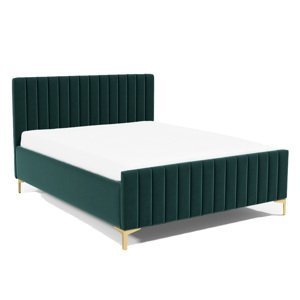 Eka Čalouněná postel SUTRA zvýšená 120x200 cm Barva látky Trinity: (2328) Tmavá zelená, Úložný prostor: S dřevěným rámem úložného prostoru