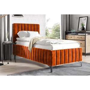 Eka Čalouněná postel INTIMA+ 90x200 cm Barva látky Trinity: (2317) Oranžová, Úložný prostor: S kovovým rámem úložného prostoru