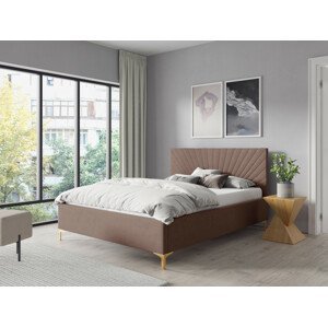 Eka Čalouněná postel AFRODITE+ 90x200 cm Barva látky Trinity: (2305) Tmavá béžová, Úložný prostor: S dřevěným rámem úložného prostoru