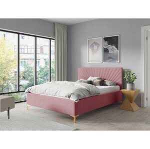 Eka Čalouněná postel AFRODITE+ 90x200 cm Barva látky Trinity: (2319) Světlá růžová, Úložný prostor: S dřevěným rámem úložného prostoru