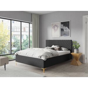Eka Čalouněná postel AFRODITE+ 120x200 cm Barva látky Trinity: (2315) Tmavá šedá, Úložný prostor: S dřevěným rámem úložného prostoru
