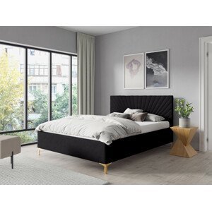 Eka Čalouněná postel AFRODITE+ 120x200 cm Barva látky Trinity: (2316) Černá, Úložný prostor: S dřevěným rámem úložného prostoru