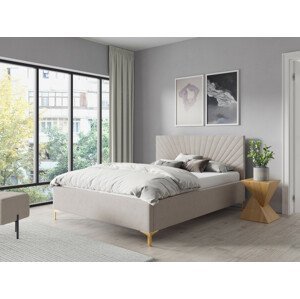 Eka Čalouněná postel AFRODITE+ 160x200 cm Barva látky Trinity: (2301) Krémová bíla, Úložný prostor: S dřevěným rámem úložného prostoru