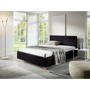 Eka Čalouněná postel SARAH+ 90x200 cm Barva látky Trinity: (2316) Černá, Úložný prostor: S dřevěným rámem úložného prostoru