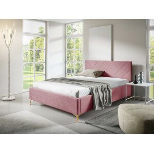 Eka Čalouněná postel SARAH+ 90x200 cm Barva látky Trinity: (2319) Světlá růžová, Úložný prostor: S dřevěným rámem úložného prostoru