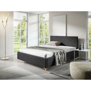 Eka Čalouněná postel SARAH+ 160x200 cm Barva látky Trinity: (2315) Tmavá šedá, Úložný prostor: S dřevěným rámem úložného prostoru