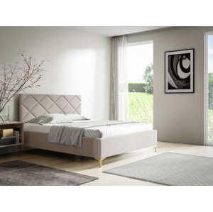 Eka Čalouněná postel DIAMOND+ 90x200 cm Barva látky Trinity: (2301) Krémová bíla, Úložný prostor: S dřevěným rámem úložného prostoru