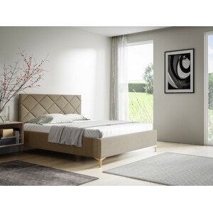 Eka Čalouněná postel DIAMOND+ 90x200 cm Barva látky Trinity: (2303) Světlá béžová, Úložný prostor: S dřevěným rámem úložného prostoru